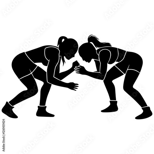Female Wrestlers Silhouette