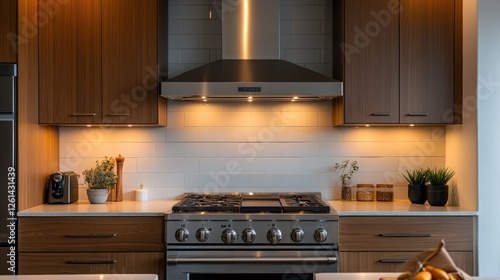 Elegant kitchen featuring modern appliances and warm, inviting ambiance