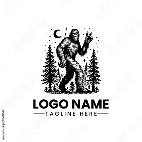 Yetty vector logo hand draw sasquatch simple vector logo illustration emblem logo Monochrome
