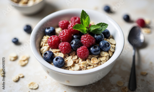 Wallpaper Mural Healthy Herbed Oatmeal with Fresh Berries and Mint Torontodigital.ca