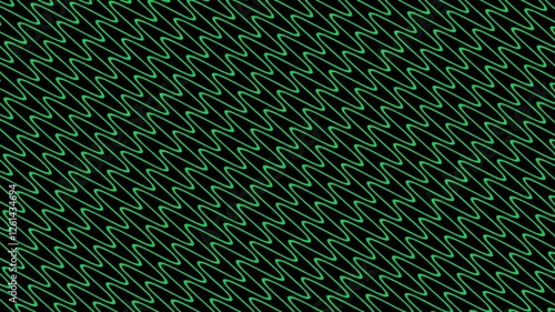 Green Wavy Lines Pattern on Black Background