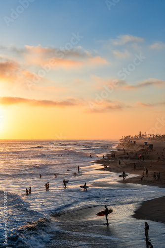 Golden Hour Surfing: Beach Life at Sunset