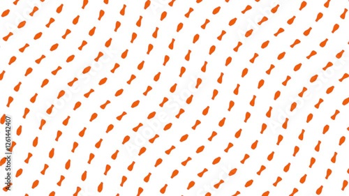 Swirling Orange Fish Pattern on White Background