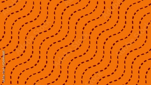 Vibrant Orange Wavy Pattern with Dashed Lines