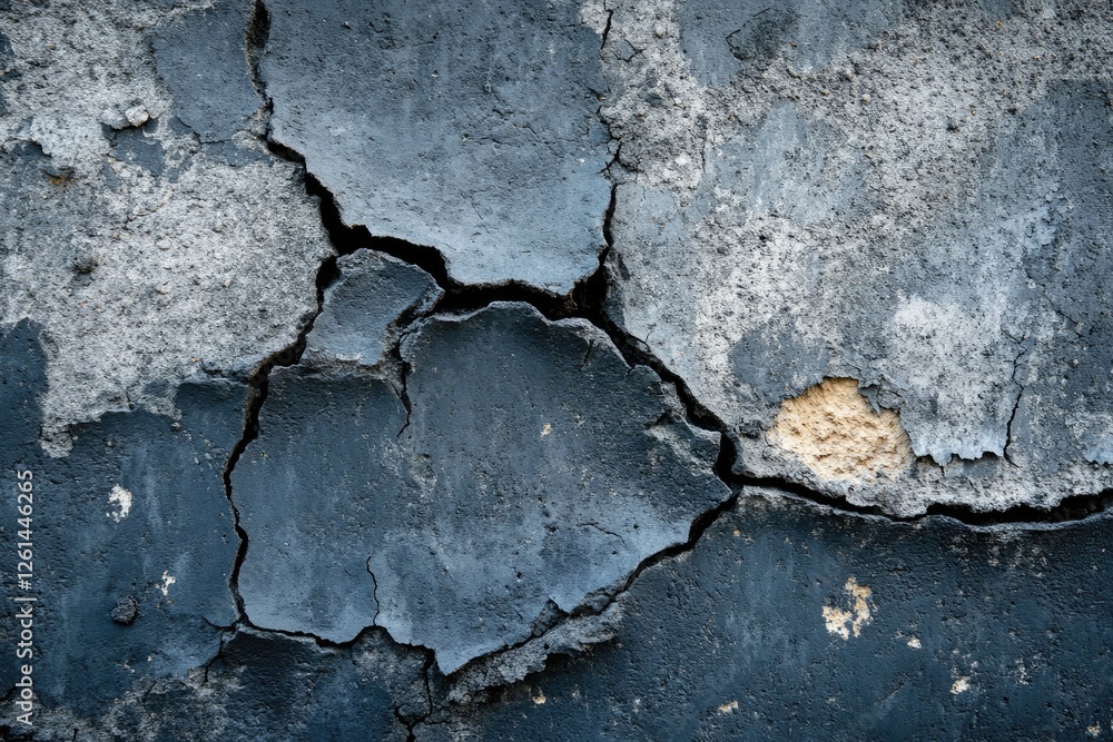 Cracked, weathered gray paint on a wall Cracked, weathered gray paint on a wall