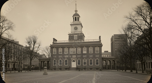Historic independence hall philadelphia pennsylvania cityscape antique architecture building old town historical landmark on transparent background