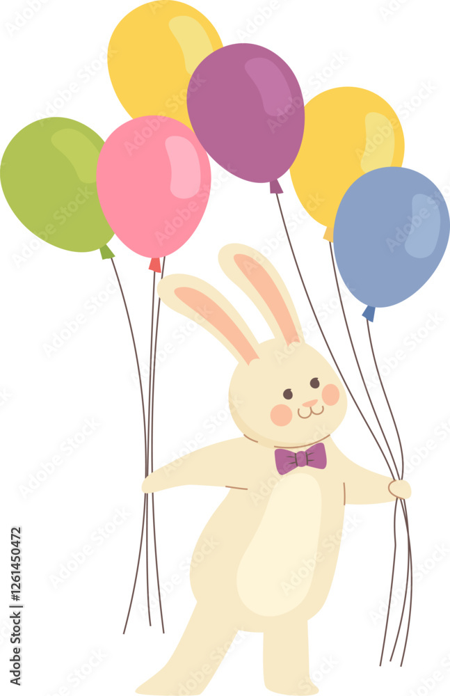 Rabbit With Birthday Balloons Rabbit With Birthday Balloons