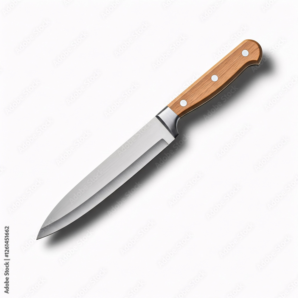 Knife with wooden handle isolated on white background. 3d illustration Knife with wooden handle isolated on white background. 3d illustration