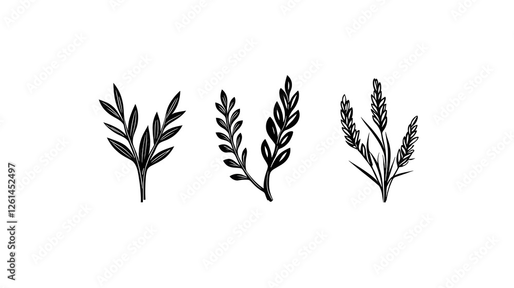 Fototapeta premium Hand-Drawn Botanical Elements for Elegant Design Projects