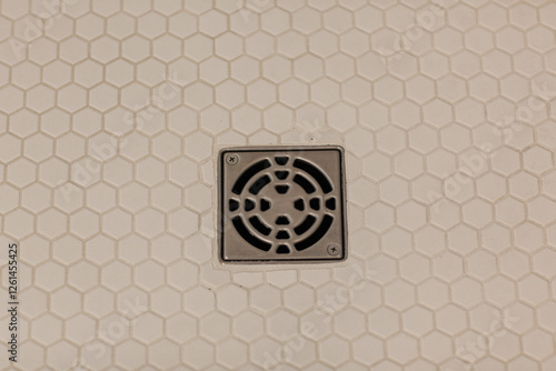 Wallpaper Mural Panorama Drain plug in a shower cubicle floor Torontodigital.ca