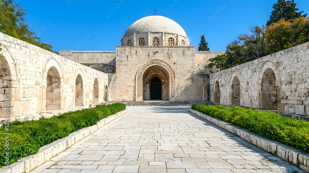 Fototapeta premium Historic Stone Architecture with Dome in Clear Blue Sky