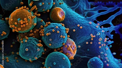 HIV virus, a type of retrovirus that attacks the immune system of the human body. It can cause serious health problems and eventually lead to AIDS photo