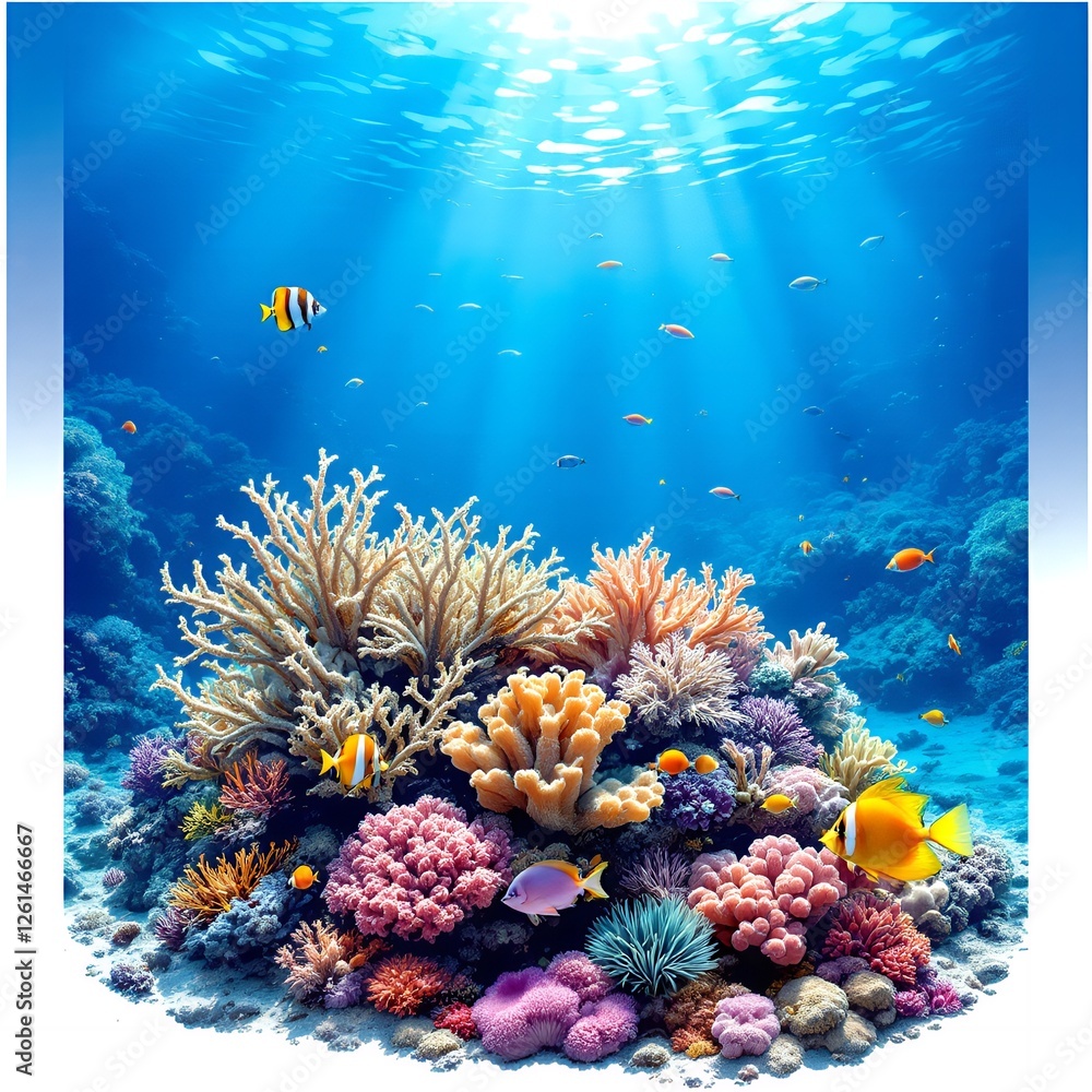 Fototapeta premium Pristine Coral Reef with Colorful Marine Life