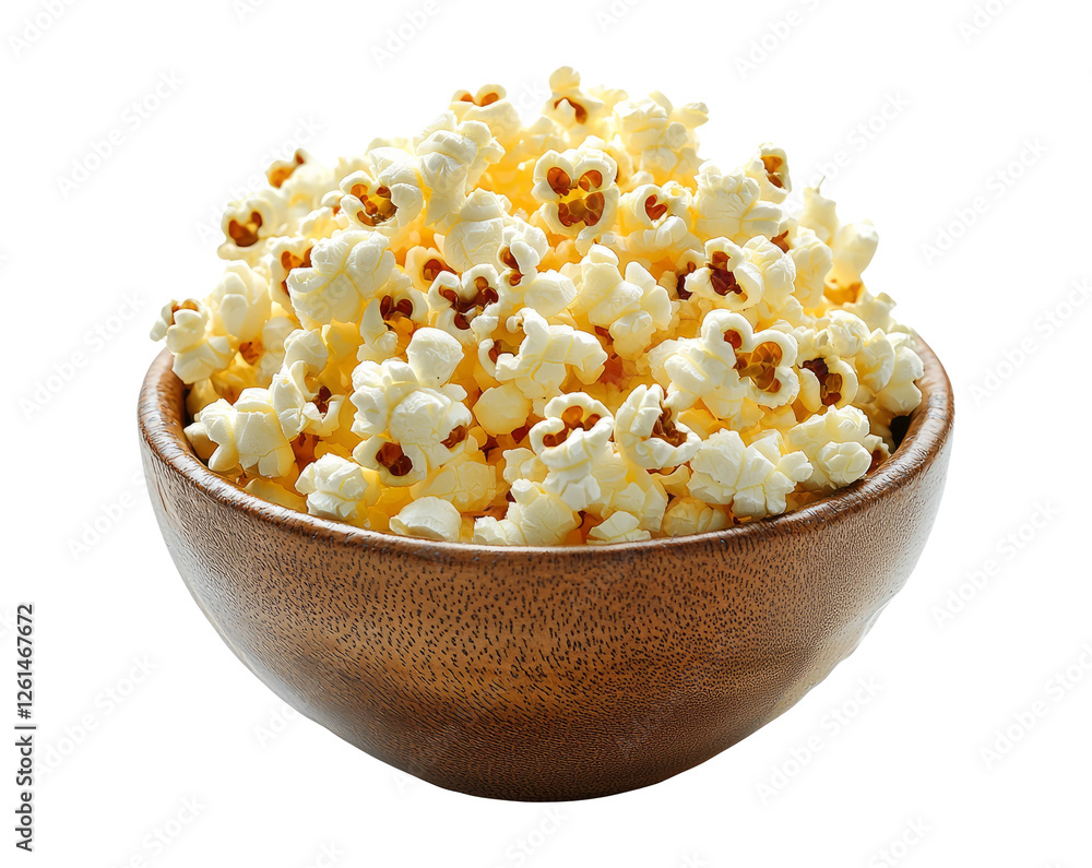 Freshly Popped Popcorn in Wooden Bowl Freshly Popped Popcorn in Wooden Bowl