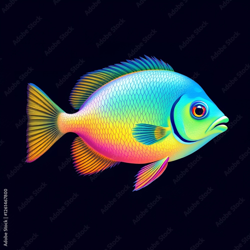 Rainbow-Colored Fish with No Background Rainbow-Colored Fish with No Background