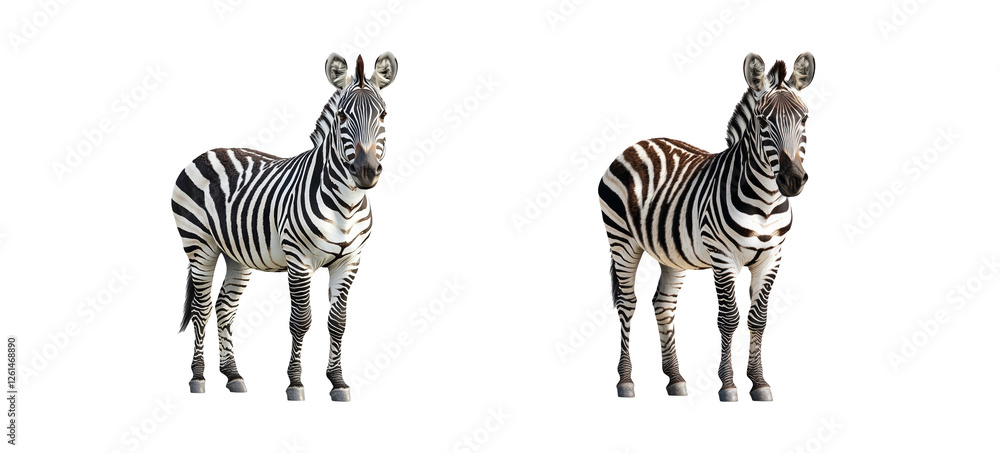 Fototapeta premium Two Realistic Zebra on Transparent Background