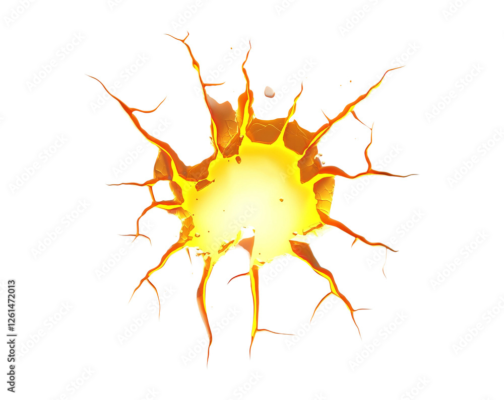 Explosive Burst with Cracks and Flames on Background Explosive Burst with Cracks and Flames on Background