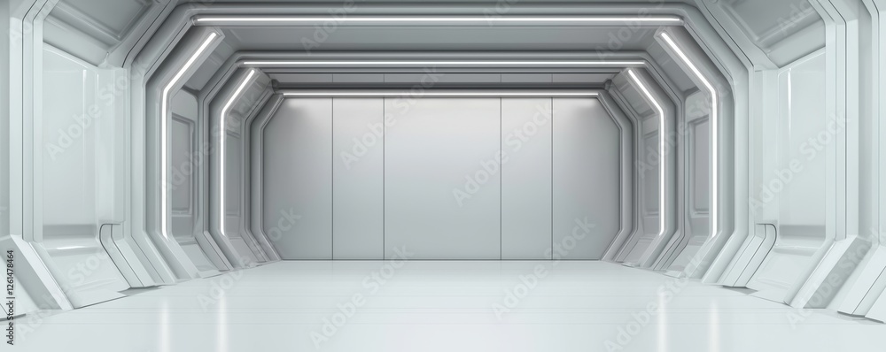 Modern Minimalist White Interior with Futuristic Design Elements Modern Minimalist White Interior with Futuristic Design Elements