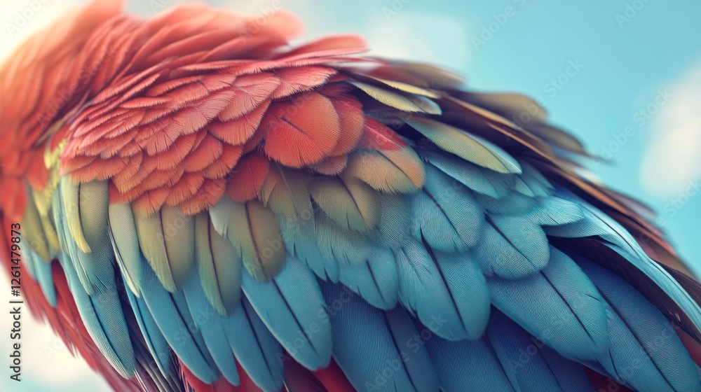 Fototapeta premium Vibrant plumage of a tropical bird with intricate feather details