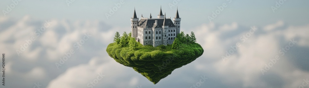Enchanting Castle Floating Above Clouds in a Dreamlike Landscape Enchanting Castle Floating Above Clouds in a Dreamlike Landscape