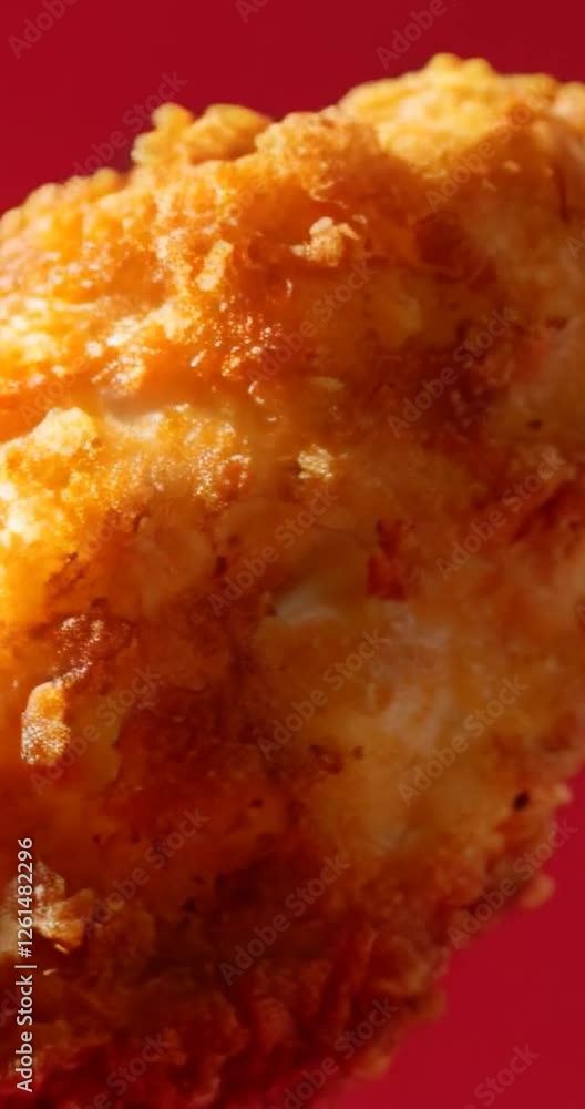 Vertical video crispy chicken nuggets floating in the air, representing fast food perfection and the joy of snacking on bite-sized treats. Vertical video crispy chicken nuggets floating in the air, representing fast food perfection and the joy of snacking on bite-sized treats.