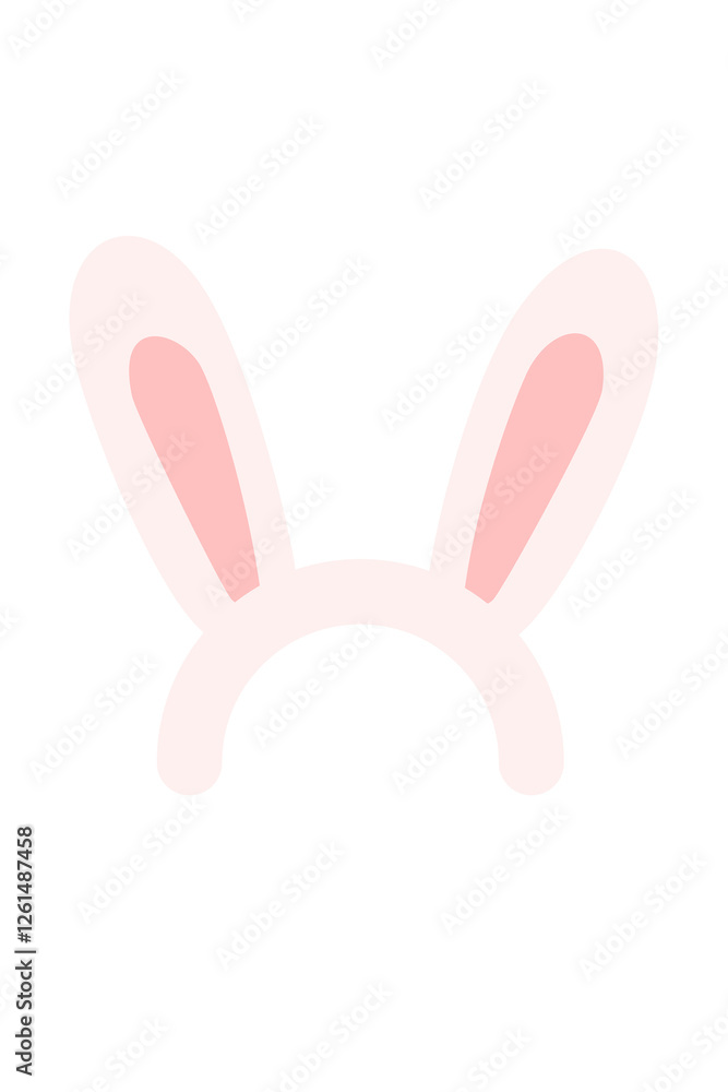 Cute bunny ears headband in soft pink pastel colors. Minimal design illustration perfect for Easter, party props, costume accessories, and children's designs. Simple vector art on white background Cute bunny ears headband in soft pink pastel colors. Minimal design illustration perfect for Easter, party props, costume accessories, and children's designs. Simple vector art on white background