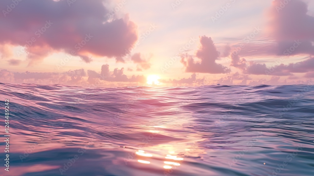 Obraz premium Serene ocean sunset. Sunrise, vibrant colors