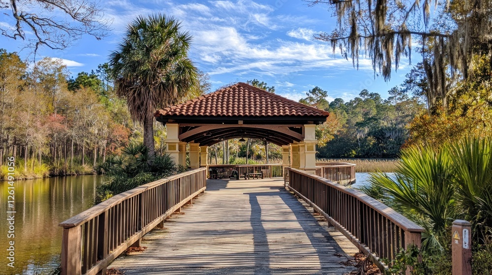 Serene Lakeside Gazebo: A Tranquil Autumn Escape Serene Lakeside Gazebo: A Tranquil Autumn Escape
