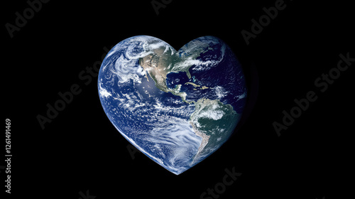 Heart shaped planet Earth in outer space