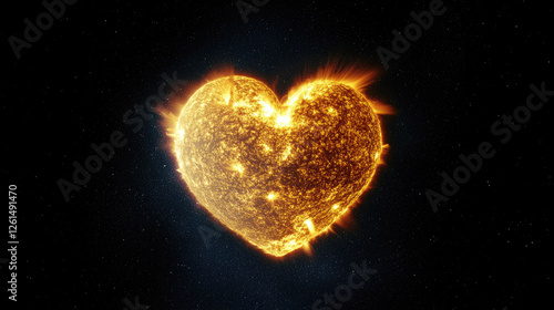 Picture of the sun with heart-shaped flares on a black background