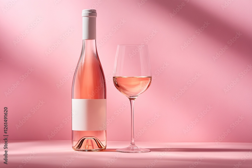 Pouring Ros? Wine into Elegant Glass on Pink Background: A Refreshing Summer Drink, Perfect for Relaxation and Celebration Pouring Ros? Wine into Elegant Glass on Pink Background: A Refreshing Summer Drink, Perfect for Relaxation and Celebration