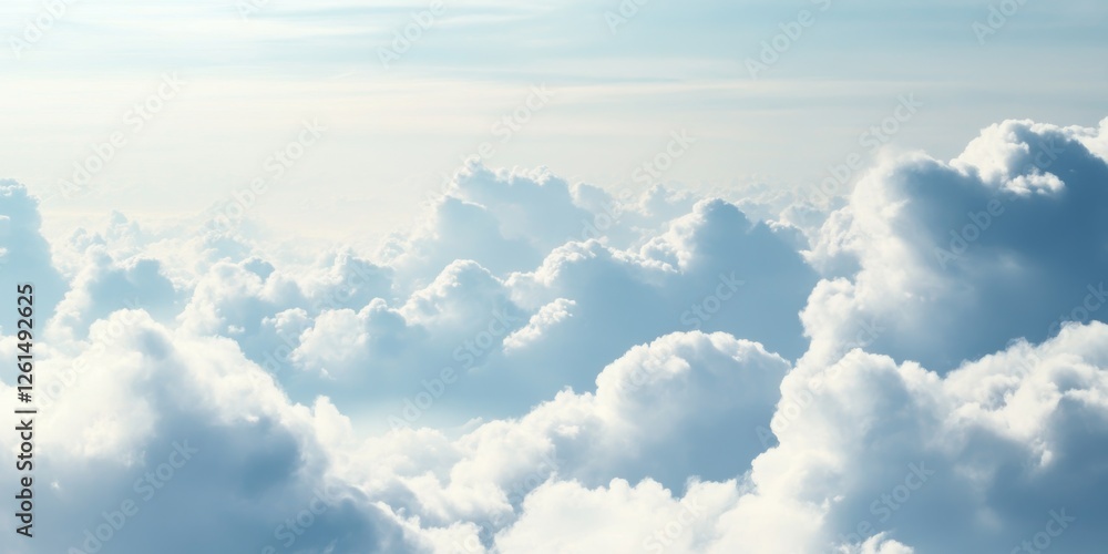 Expansive view of fluffy clouds under daytime sky during calm weather Expansive view of fluffy clouds under daytime sky during calm weather