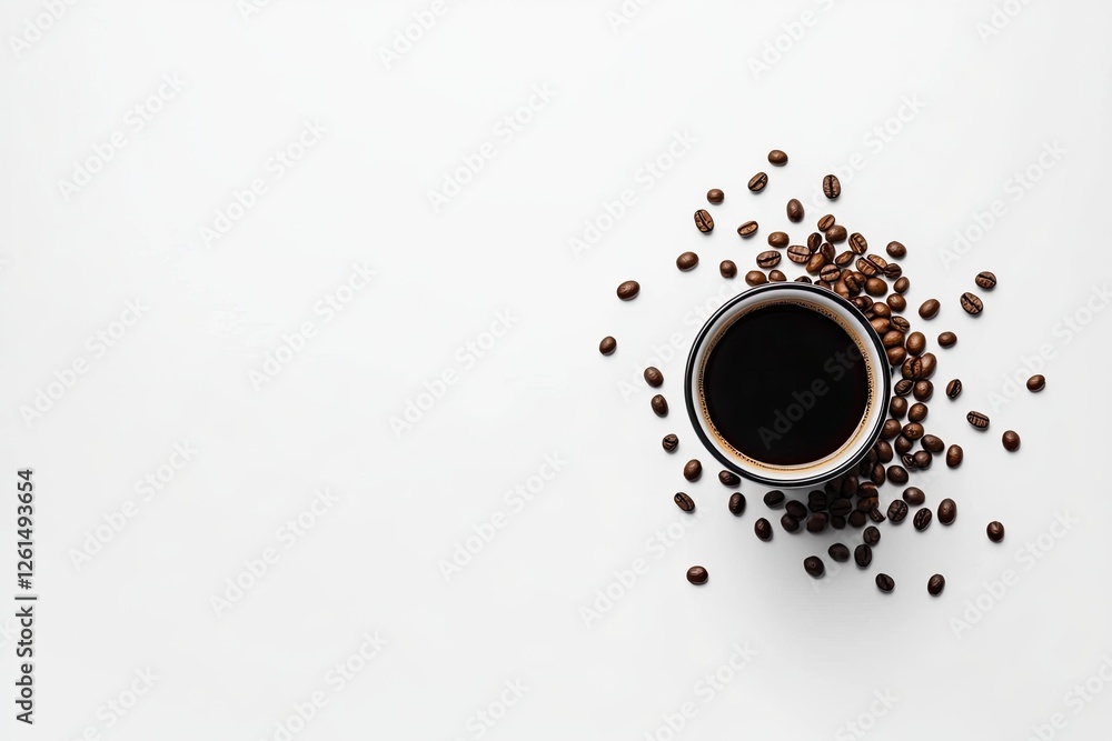 Obraz premium Coffee cup with beans on white background (1)