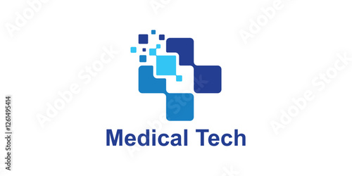 logo design combination of plus sign and pixels, technology, modern, symbol, icon, idea, creative.