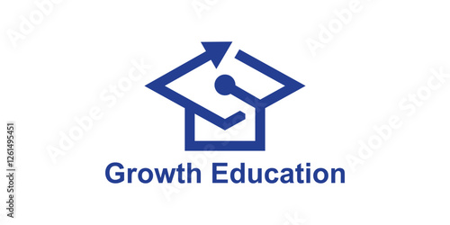 logo design combination of graduation cap and arrow, symbol for education, financial, growth, icon, idea, creative.