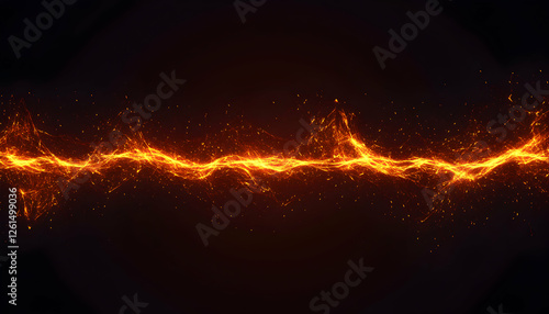 Energetic Waveform, A dynamic digital rendering of golden energy undulating against a dark backdrop, capturing a sense of raw power and fluid movement