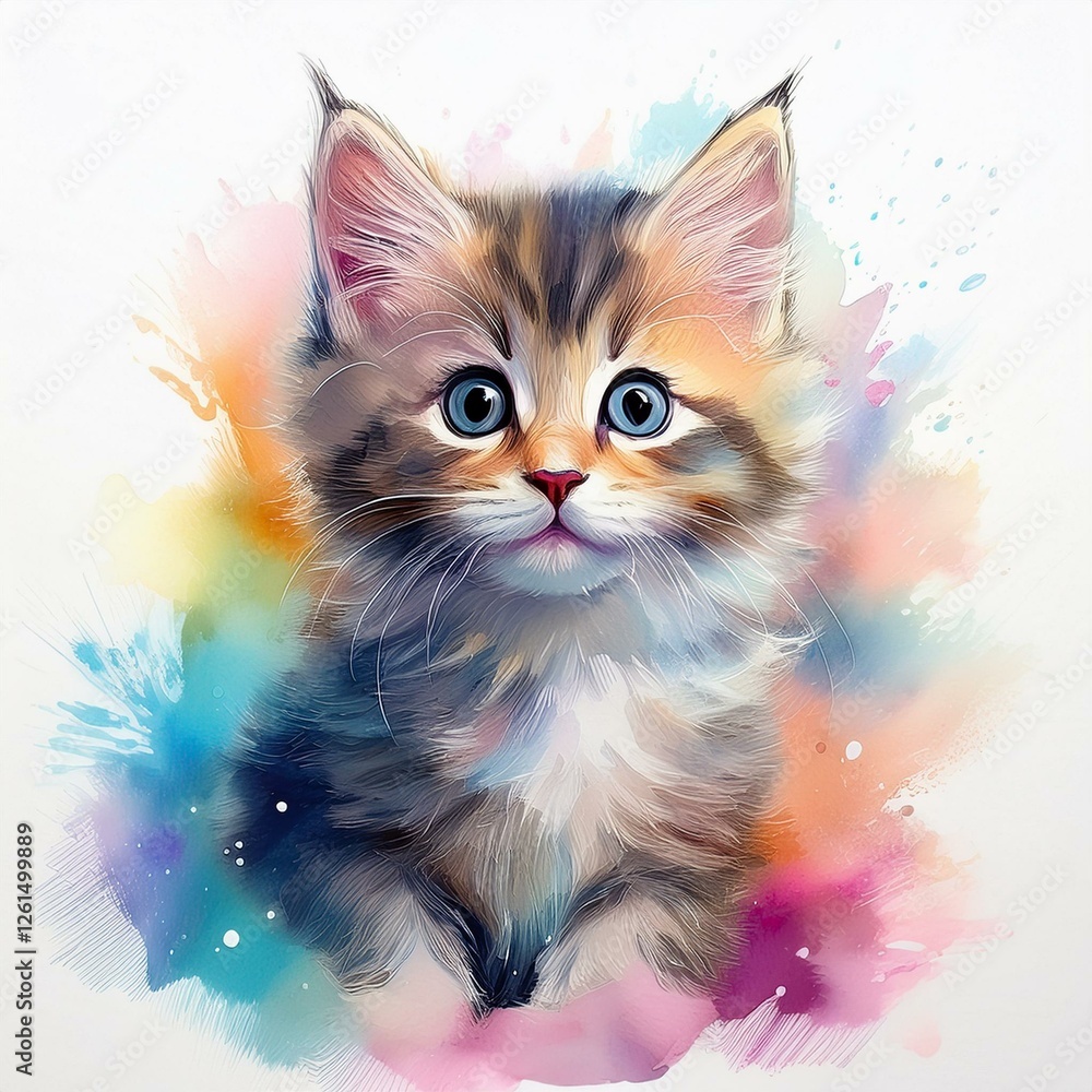 Fototapeta premium Niedliches Kätzchen, weißer Hintergrund