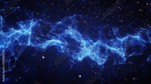 Abstract digital technology background with glowing connections and particles on a blue
