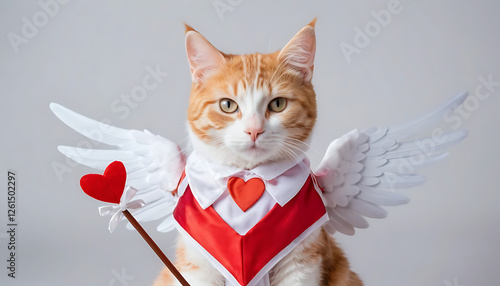A Cute Tabby Cat Dressed as St. Valentine
