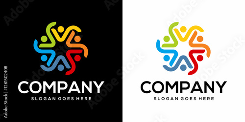 colored vector logo of human community association