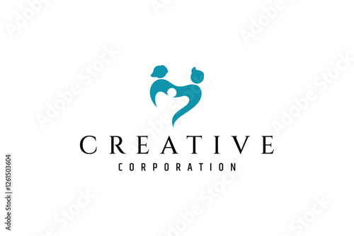 people love care logo in flat design style