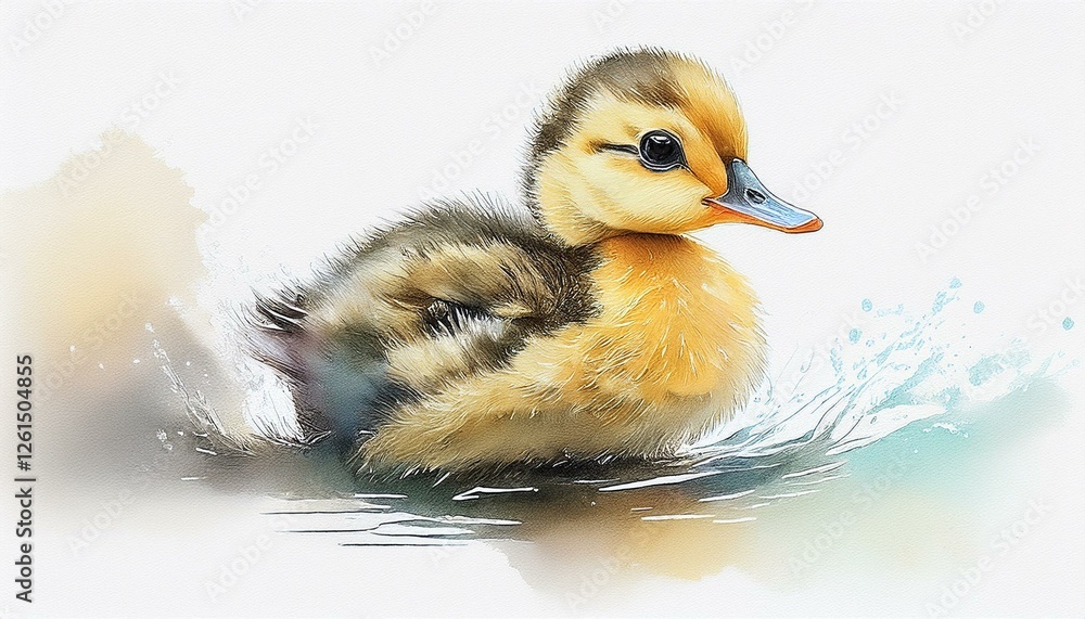 Niedliches Entenküken, weißer Hintergrund Niedliches Entenküken, weißer Hintergrund