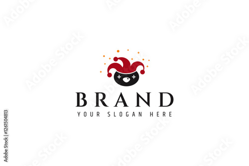 clown logo in simple flat design style