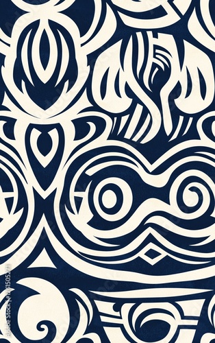 Obraz na płótnie abstract tribal pattern in black and white, intricate decorative design w salonie