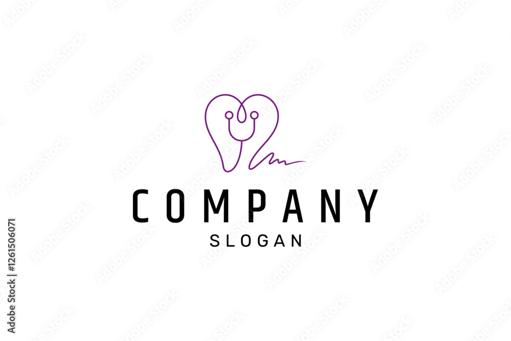 dental logo with stethoscope in linear design style dental logo with stethoscope in linear design style