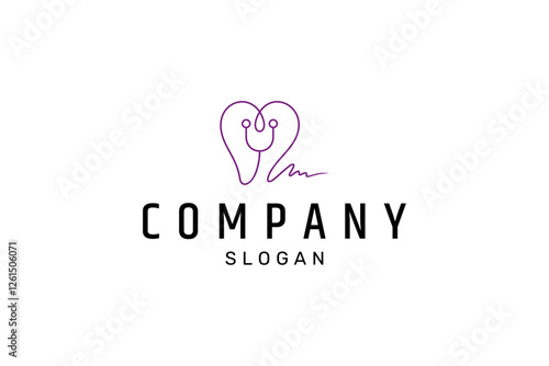 dental logo with stethoscope in linear design style