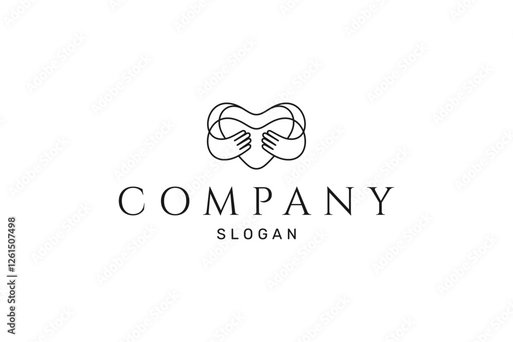 Fototapeta premium love hand logo in line art design style