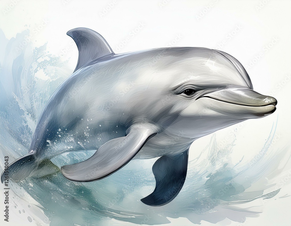 Fototapeta premium Delfin, weißer Hintergrund