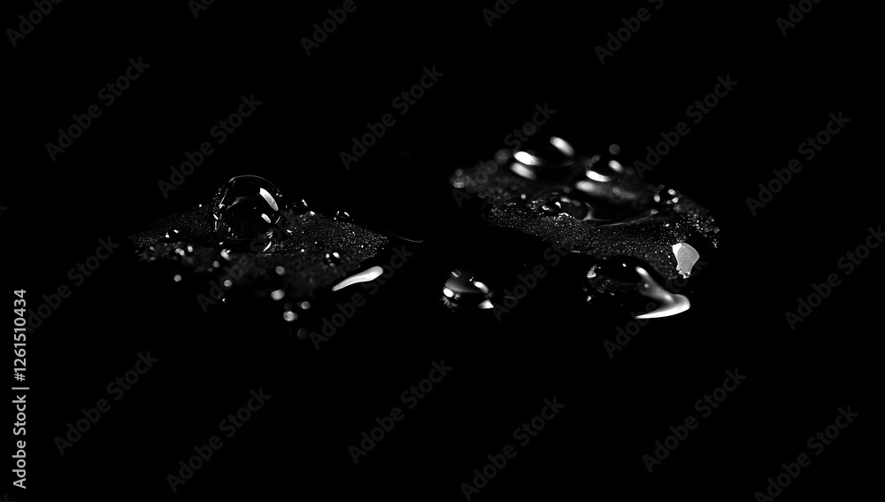 Water droplets on dark surface, close-up, abstract texture Water droplets on dark surface, close-up, abstract texture