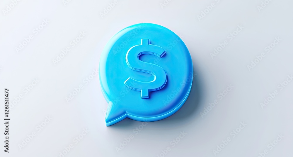 Light Blue Dollar Icon in Speech Bubble on Light Grey Background Light Blue Dollar Icon in Speech Bubble on Light Grey Background